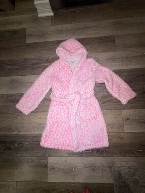 More Than Magic Pink Plush Hooded Kids Robe with Belt